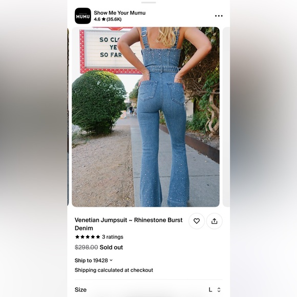 Blue Rhinestone Flare Jeans - Picture 3 of 5